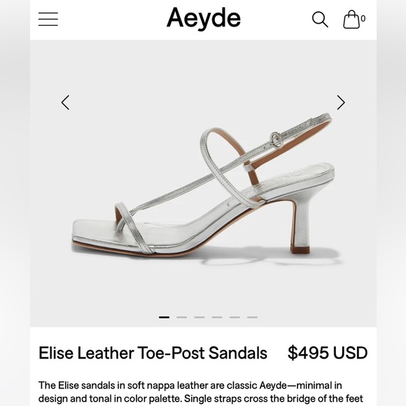 NEW Aeyde Elise Square Toe Post Sandals Dress Heels in Silver Nappa Leather 38 - Picture 3 of 10